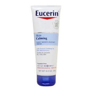 Tube of Eucerin Skin Calming (Blue Cap Formula) Cream for Seborrheic Dermatitis