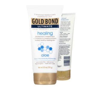 Front and Back of Bottle of Gold Bond Ultimate Healing Skin Therapy Lotion for Seborrheic Dermatitis