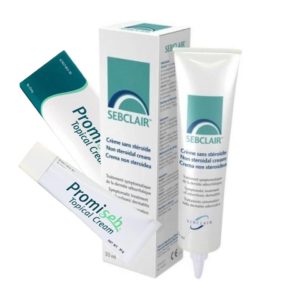Tube and Pacakage of Both Sebclair Dermatola Cream and Promiseb Topical Cream for Seborrheic Dermatitis